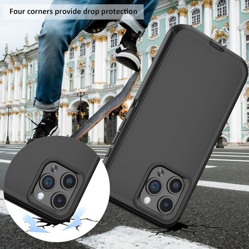 Compatible with iPhone 15 Pro Case, with Belt Clip Holster Heavy Duty Rugged Shockproof Full Body Protection Kickstand Cover for iPhone 15 Pro 6.1 inch Phone (Black) in Saudi Arabia