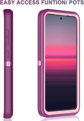 حافظة I-HONVA لهاتف Samsung Galaxy S21 FE 5G مع حافظة بمشبك حزام مقاومة للصدمات والغبار/السقوط 3 طبقات حماية كاملة للجسم حافظة متينة شديدة التحمل لهاتف Galaxy S21 FE 5G 6.4 بوصة، أرجواني وردي in Saudi Arabia