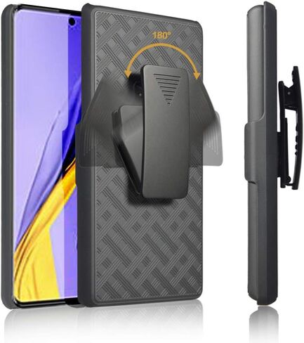 for Samsung Galaxy A51 Holster Case, for Samsung Galaxy A51 Case for Men, Combo Case with Kickstand Rotating Belt Clip Super Slim Shell for Samsung A51, Black in Saudi Arabia