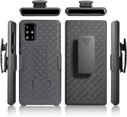 for Samsung Galaxy A51 Holster Case, for Samsung Galaxy A51 Case for Men, Combo Case with Kickstand Rotating Belt Clip Super Slim Shell for Samsung A51, Black in Saudi Arabia