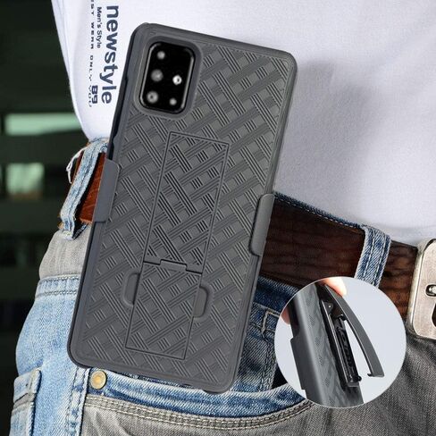 for Samsung Galaxy A51 Holster Case, for Samsung Galaxy A51 Case for Men, Combo Case with Kickstand Rotating Belt Clip Super Slim Shell for Samsung A51, Black in Saudi Arabia