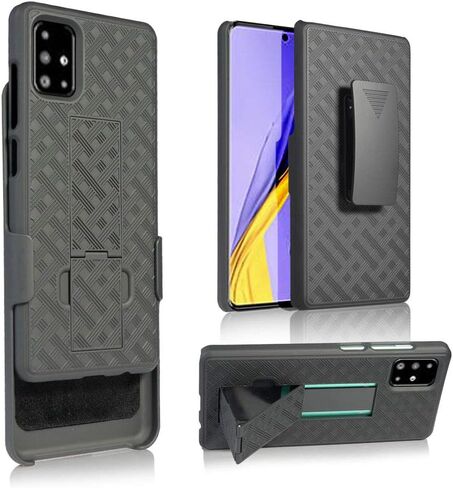 for Samsung Galaxy A51 Holster Case, for Samsung Galaxy A51 Case for Men, Combo Case with Kickstand Rotating Belt Clip Super Slim Shell for Samsung A51, Black in Saudi Arabia