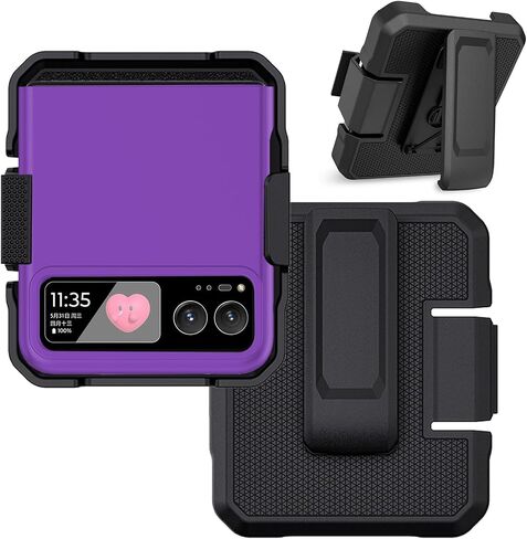 for Motorola Razr 2023 Case with Clip, [Not fit Razr Plus 2023] Motorola Razr 2023 Phone Case & Hard Shell Cover with Belt Hip Holster Rotating Clip for Motorola Razr 2023 Black in Saudi Arabia