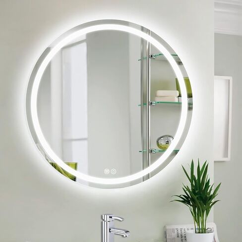 Good4You Led Mirror Wall Mounted for Bathroom, Round Shape 24", Defogger Function, Dimmable Vanity Mirror, Waterproof, Regulation Led Color, Touch Sensor, Anti-Fog in Saudi Arabia