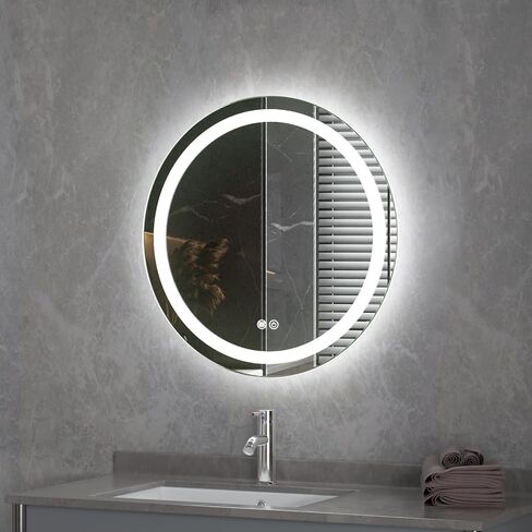 Good4You Led Mirror Wall Mounted for Bathroom, Round Shape 24", Defogger Function, Dimmable Vanity Mirror, Waterproof, Regulation Led Color, Touch Sensor, Anti-Fog in Saudi Arabia