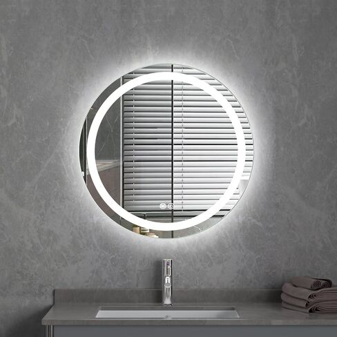 Good4You Led Mirror Wall Mounted for Bathroom, Round Shape 24", Defogger Function, Dimmable Vanity Mirror, Waterproof, Regulation Led Color, Touch Sensor, Anti-Fog in Saudi Arabia