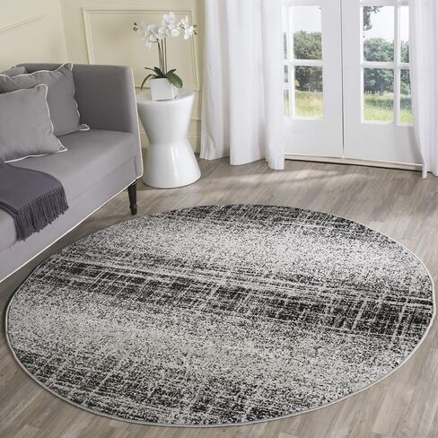 سجادة منطقة مجموعة SAFAVIEH Adirondack - مستديرة 6 بوصات، أحمر وأسود، تصميم تجريدي حديث، لا يتساقط ويسهل العناية به، مثالي للمناطق ذات حركة المرور العالية في غرفة المعيشة وغرفة النوم (ADR116F) in Saudi Arabia