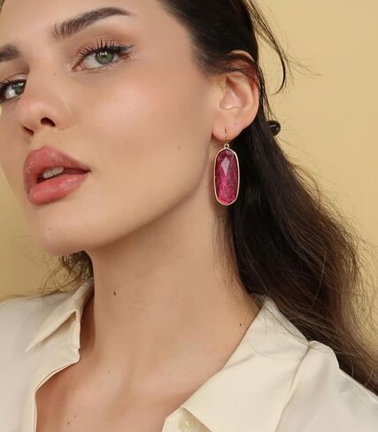 أقراط POMINA Fashion بيان الراتنج البيضاوي على شكل دمعة للنساء الملونة التألق الأوجه كريستال زجاج أقراط متدلية in Kuwait