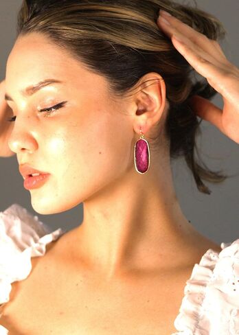 أقراط POMINA Fashion بيان الراتنج البيضاوي على شكل دمعة للنساء الملونة التألق الأوجه كريستال زجاج أقراط متدلية in Kuwait