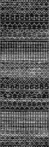 nuLOOM 2x16 Moroccan Blythe Area Rug, Black, Faded Bohemian Design, Stain Resistant, For Bedroom, Dining Room, Living Room, Hallway, Office, Kitchen, Entryway in Saudi Arabia