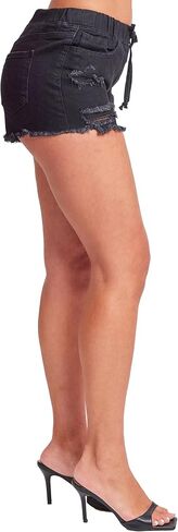 YMI Women's Dream High Rise Jean Joggers Shorts with Tie in Kuwait