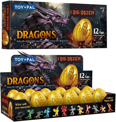 طقم حفر بيض التنين للأطفال - 12 مجموعة أدوات حفر بيض التنين - طقم حفر مع شخصيات لعبة تنين للأطفال بعمر 6 أولاد وبنات، هدية لعبة تعليمية للعلوم الجذعية لعمر 6 7 8 9 سنوات in Kuwait