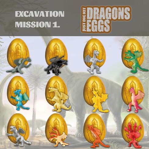 طقم حفر بيض التنين للأطفال - 12 مجموعة أدوات حفر بيض التنين - طقم حفر مع شخصيات لعبة تنين للأطفال بعمر 6 أولاد وبنات، هدية لعبة تعليمية للعلوم الجذعية لعمر 6 7 8 9 سنوات in Kuwait