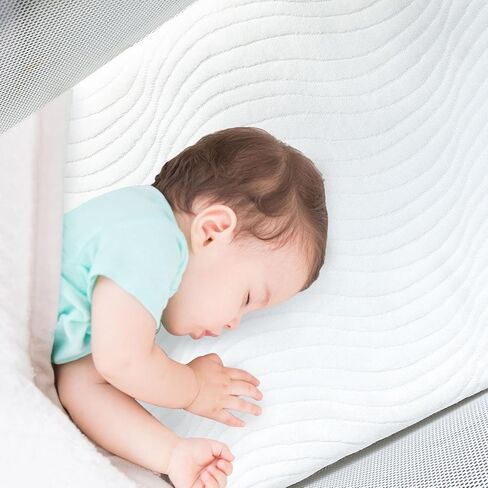 وسادة مرتبة لسرير الأطفال متوافقة مع 4moms Breeze Plus المحمولة و4moms Breeze GO المحمولة للسفر، وسادة بديلة مقاومة للماء مع غطاء مرتبة قابل للإزالة والغسل in Kuwait