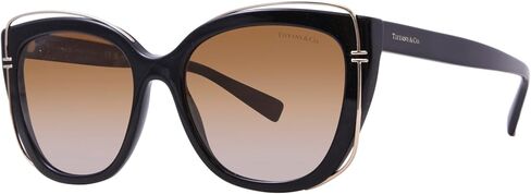 نظارة شمسية تيفاني آند كو بإطار أسود، عدسات بولارية متدرجة باللون البني، 54 ملم in Kuwait