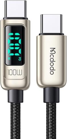 mcdodo USB C to USB C Cable 4ft Type C Charger Fast Charging Cable 100W with LED Display C Type Fast Charging Cable Nylon Braided USB-C Cord in Saudi Arabia