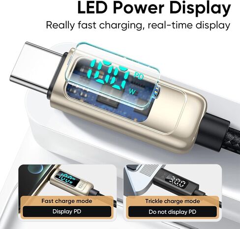 mcdodo USB C to USB C Cable 4ft Type C Charger Fast Charging Cable 100W with LED Display C Type Fast Charging Cable Nylon Braided USB-C Cord in Saudi Arabia