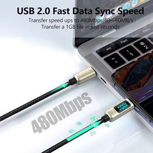 mcdodo USB C to USB C Cable 4ft Type C Charger Fast Charging Cable 100W with LED Display C Type Fast Charging Cable Nylon Braided USB-C Cord in Saudi Arabia