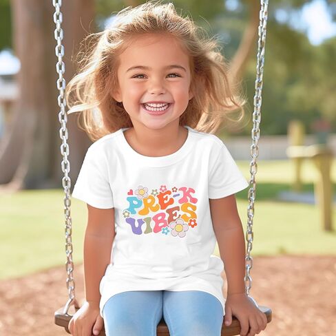 قمصان ما قبل رياض الأطفال طفل فتاة ما قبل K رسالة طباعة تي شيرت العودة إلى المدرسة بلايز أزهار لطيفة مرحلة ما قبل المدرسة تي شيرت in Kuwait