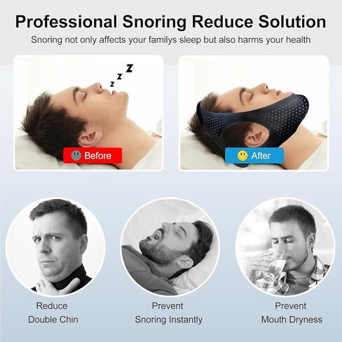 حزام الذقن المضاد للشخير لمستخدمي CPAP، شرائط الذقن لتقليل الشخير، محلول إيقاف الشخير، أجهزة ضغط مرنة مضادة للشخير، شعر على العصا، لا يبهت، نوم مريح وصديق للبشرة in Saudi Arabia