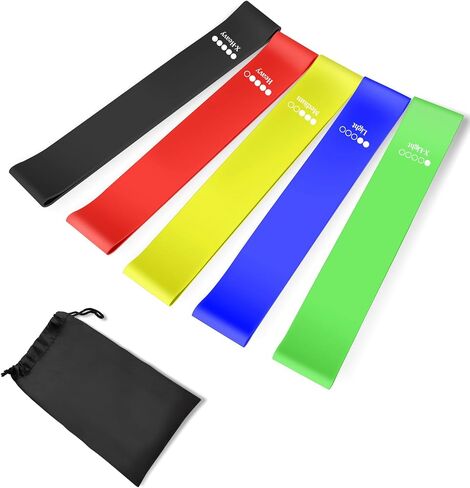 Exercise Bands Set,Resistance Exercise with Instruction Guide and Carry Bag - Set of 5 Fitness Elastic Bands for Working Out, Exercise,Gym,Training,Yoga in Saudi Arabia