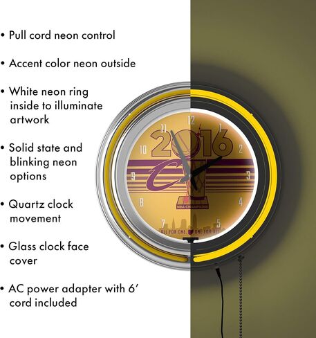 Cleveland Cavaliers 2016 NBA Champions Chrome Double Rung Neon Clock in Saudi Arabia