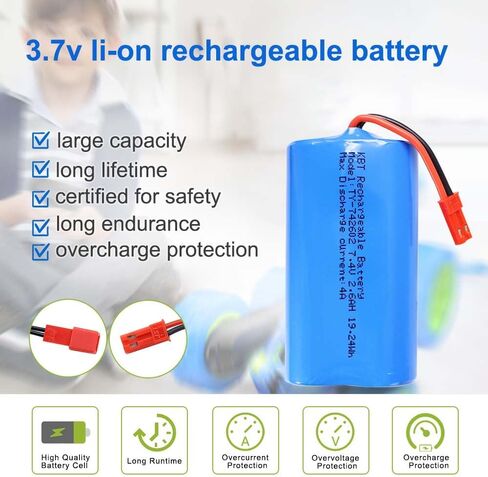 KBT 7.4V 2600mAh بطارية ليثيوم أيون قابلة للشحن، أحمر JST-2P التوصيل بطاريات ليثيوم أيون للمنتجات الإلكترونية، الألعاب، الإضاءة، معدات بلوتوث مناسبة لشاحنة سيارة هليكوبتر RC وقوارب RC in Saudi Arabia