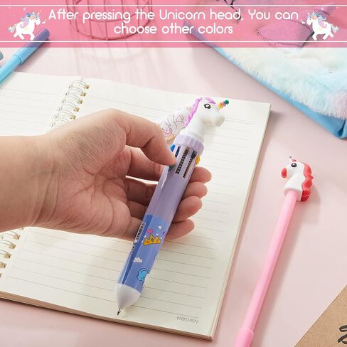 9 Pcs Unicorn Pen Set with Case Rainbow Unicorn Pens for Girls Plush Unicorn Pencil Case Fun Unicorn Multicolor Pen Kids Cute Gel Ink Pens Cartoon Unicorn Rollerball Pens for School Office Supplies in Saudi Arabia