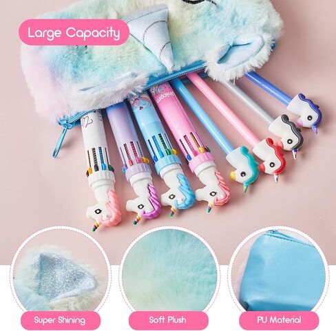 9 Pcs Unicorn Pen Set with Case Rainbow Unicorn Pens for Girls Plush Unicorn Pencil Case Fun Unicorn Multicolor Pen Kids Cute Gel Ink Pens Cartoon Unicorn Rollerball Pens for School Office Supplies in Saudi Arabia