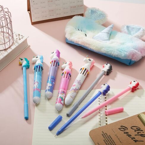 9 Pcs Unicorn Pen Set with Case Rainbow Unicorn Pens for Girls Plush Unicorn Pencil Case Fun Unicorn Multicolor Pen Kids Cute Gel Ink Pens Cartoon Unicorn Rollerball Pens for School Office Supplies in Saudi Arabia