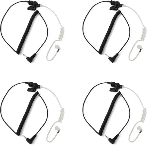Retevis Speaker Mic Earpiece, 3.5mm Listen only earpiece, Compatible with Motorola Kenwood Retevis Speaker Mic, Coil Tube Design, for Police Security and Law Enforcement Use(4 Pack) in Saudi Arabia