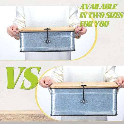2 Pcs Metal Storage Box with Wooden Lid Rustic Storage Boxes Metal Organizer for Photos Jewelry Keepsake Home Decoration Practical Birthday Mother's Day Gifts for Women in Saudi Arabia