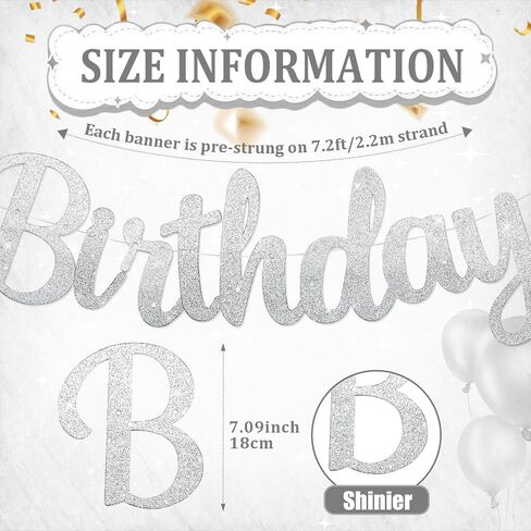 Pre-Strung Happy Birthday Banner No DIY Glitter Pink Happy Birthday Banner for Kids Adults Happy Birthday Sign Birthday Party Decorations Hanging Bunting Garland Backdrop in Saudi Arabia