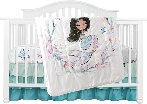 3PCS Crib Bedding Set Baby Minky Blanket Nursery Bed Skirt Set for Baby Girls & Boys (African Forests) in Saudi Arabia