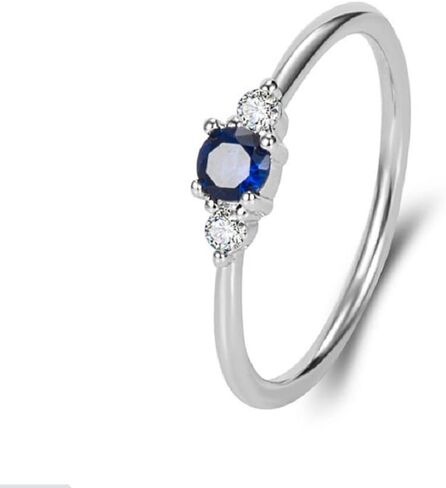 18k Gold Plated Petite Simulated Sapphire and White Cubic Zirconia Promise Ring 925 Sterling Silver Solitaire Wedding Engagement Eternity Ring for Women or Girl Teens in Kuwait
