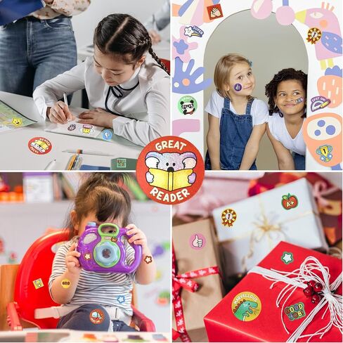 1000+ Pieces Rewards Stickers for Students, Teacher Encouraging Stickers School Classroom Supplies, Incentive Words Cute Animal Motivational Sticker, Potty Training Sticker for Kids, White Cover in Saudi Arabia