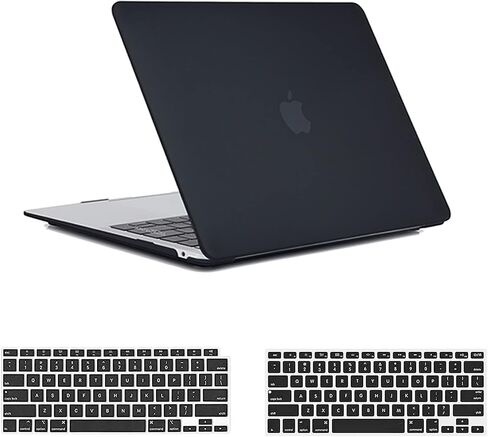 حافظة T Tersely لجهاز MacBook Air 13 بوصة 2020 2019 2018 الإصدار A2337 M1 A2179 A1932، غطاء بلاستيكي صلب وغطاء لوحة المفاتيح متوافق مع MacBook Air 13 بوصة مع شاشة Retina - أسود in Saudi Arabia