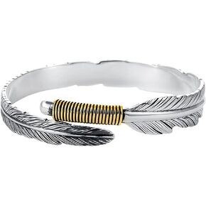Feather Bracelet for Women Men Silver Cuff Bracelet Boho Feather Bangle Bracelet Statement Bracelet Wrap Bracelet Jewelry Gift for Girls