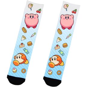 Bioworld Kirby Loves To Eat Gaming Design Sublimation Crew Socks For Men Women
