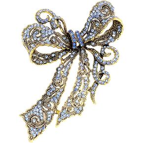 Rhinestone Bow Brooch Pin Pink Blue Crystal Butterfly Brooch Enamel Bow Brooch Premium Lapel Pin Clothing Hat Bag Accessories for Women Girls