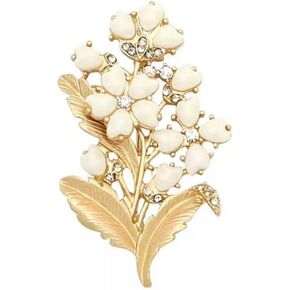 Lily of The Valley Brooch Alloy Retro Crystal Brooch Clothing Scarf Bag Accessories Banquet Brooch Women Handmade Elegant Party Lapel Pin Corsage Safety Pin Women Girls Gift, MetalMet, no gemstone in Kuwait