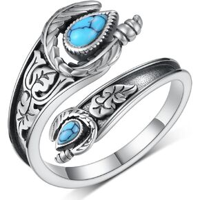 Feather Spoon Rings 925 Sterling Silver Spoon Ring Vintage Adjustable Thumb Ring Jewelry Gifts for Women