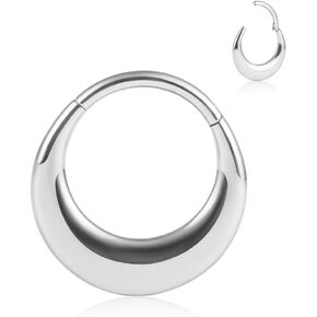Vankula 16G/8mm Septum Ring Hoop, 316l Stainless Steel Segment Nose Rings for Men and Women, Hypoallergenic Cartilage Clicker Hoop Earrings Piercing Jewelry for Daith, Tragus, Rook