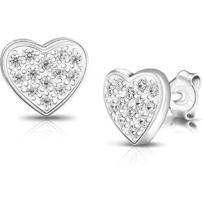 Sterling Silver Heart Earrings Studs, Hypoallergenic Nickel-free Heart Shaped Earrings For Women, Small Heart Earrings Teens Girls