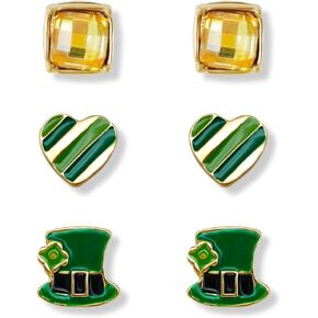 St. Patrick's Day Earrings for Women Shamrock Stud Earrings St. Patrick's Day Leaf Artisan Heart Hat Earrings Irish Holiday Jewelry Gift for Girls