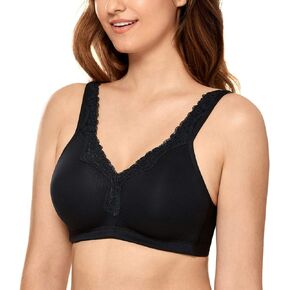 CALVENA Women's Lace Plus Size Full Coverage Non Padded Comfort Cotton Wirefree Bra