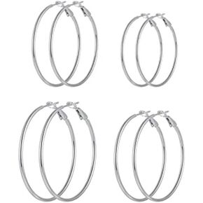 Geometric Double Circle Round Stud Earrings Women's Lucky Number 8 Shape Hollow Big Hoop Earrings