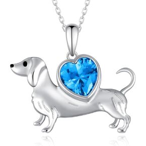 Dachshund Necklace 925 Sterling Silver Dog Pendant Necklace Cute Dog Jewelry Gifts for Women Girls