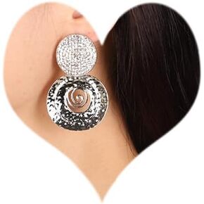 Women Girls Vintage Rhinestone Statement Earrings Silver Gold Dangle Earrings for Wedding Rhinestone Drop Dangle Earrings Boho Statement Dangle Earrings for Women Girls