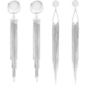 Long Tassel Dangle Drop Earrings for Woman Teen Girls Gold Long Tassel Drop Earrings for Women Glossy Arc Bar Long Thread Geometric Earrings for Girls